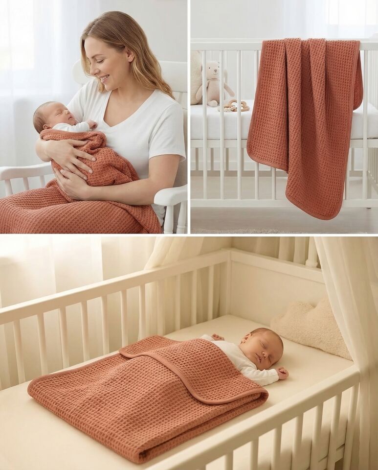 Dreamline %100 Pamuk Bebek Battaniyesi Kiremit