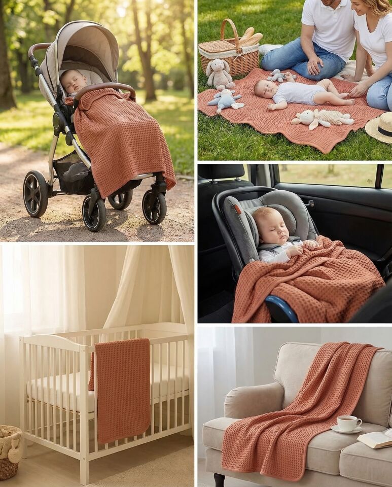 Dreamline %100 Pamuk Bebek Battaniyesi Kiremit