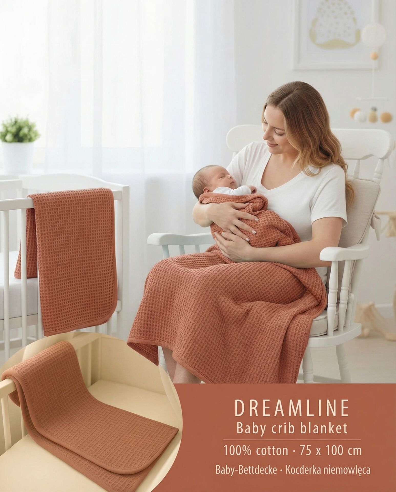 Dreamline %100 Pamuk Bebek Battaniyesi Kiremit