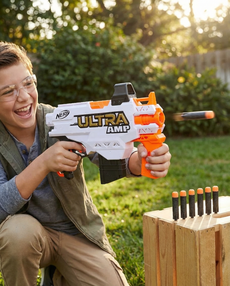 Nerf Ultra Amp Dart Tabancası F0954 – Tam Otomatik Nerf Ultra Blaster 6 Dart Şarjörlü 36m Menzil